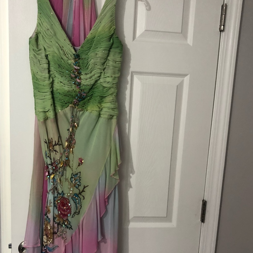 Women’s beaded evening gown with matching shawl
